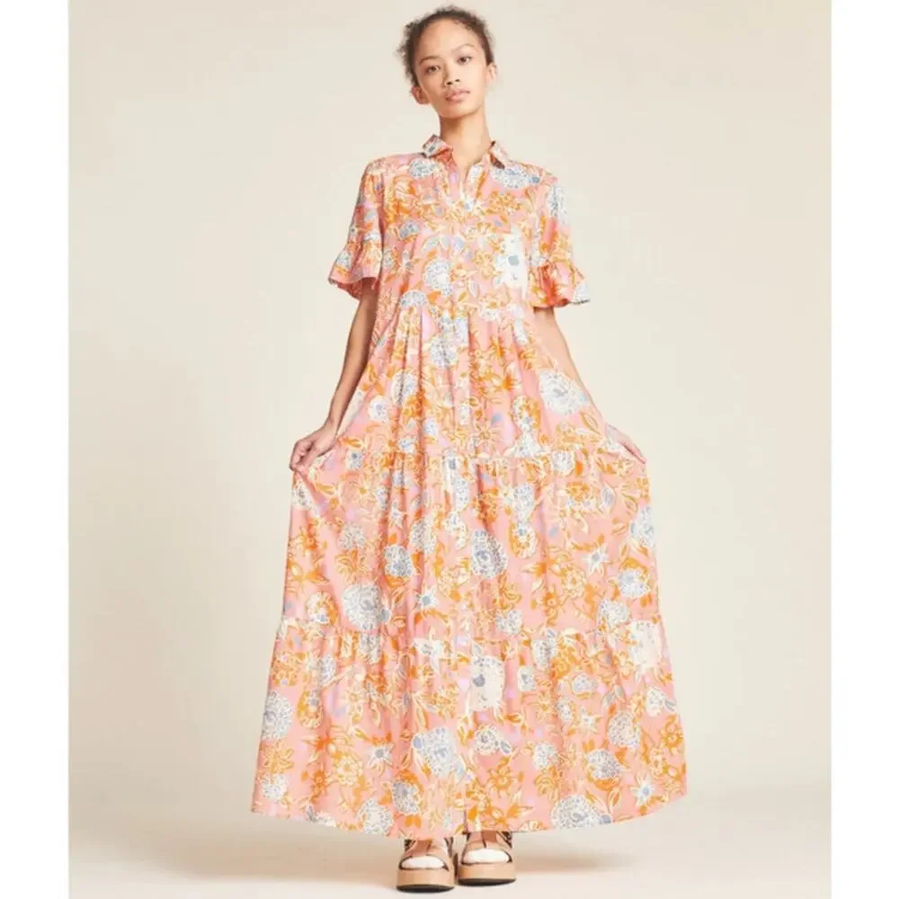 NWT Trovata Birds of paradise Martine maxi dress spiced dahlia - Picture 2 of 9